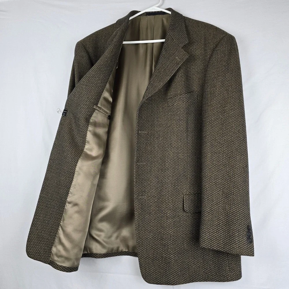 Bartolini Roma Mens Herringbone Italian Wool Sport Blazer Coat 3 Button Size 44R